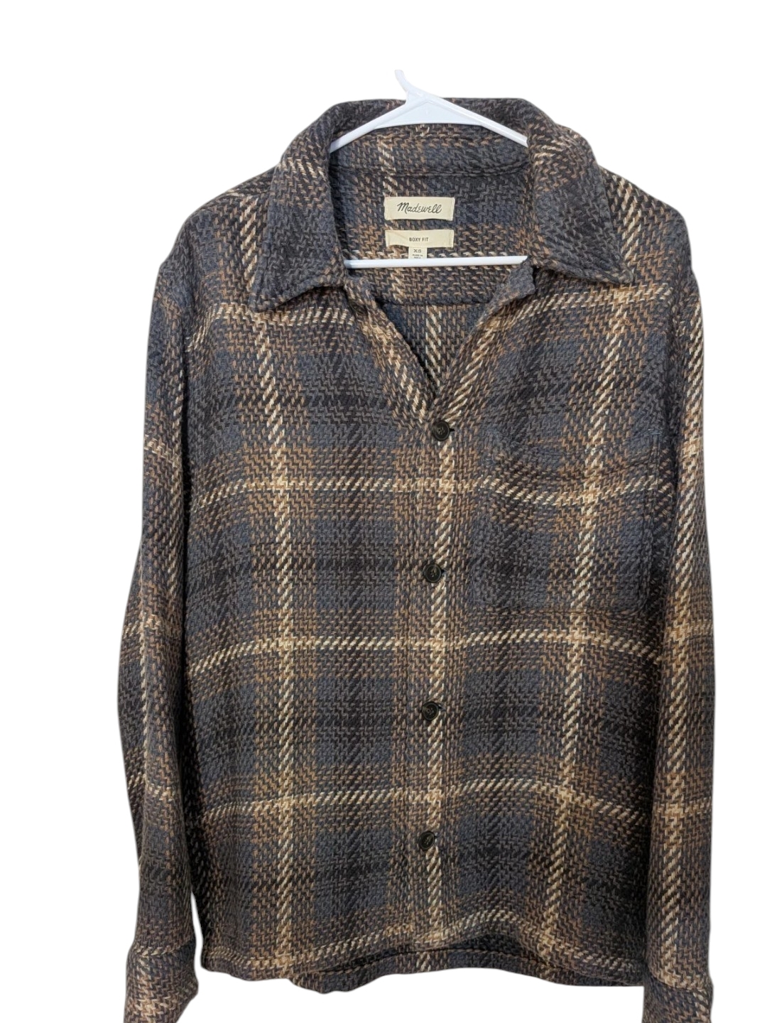 Madewell Men’s Brown & Black Chunky Heavy Twill Coatigan, Size Xs Oversized